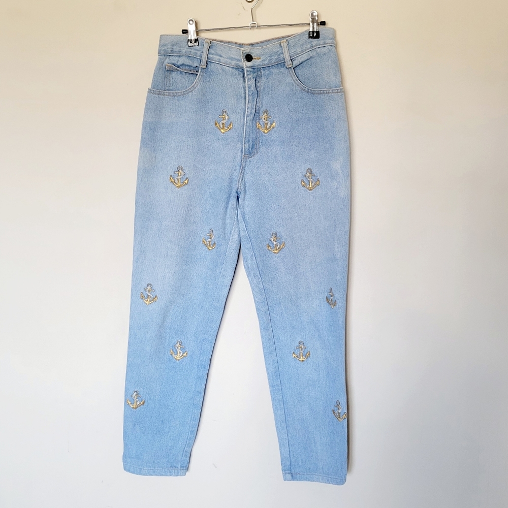 Vintage 90's La Costa Spa‎ Embroidered Anchor Mom Tapered Jeans
